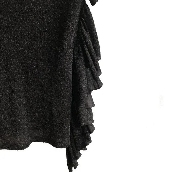 MM6 Maison Margiela black sheer side ruffle top